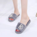 2024 cotton slippers for women inscouple style home one word warmstuffed velvet cotton shoes cute cat student k-style