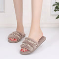 Women's slippers - new autumn 2024 collection: flat, casual, fuzzy cotton slippers with rhinestone and pearl accents - export quality women's footwear