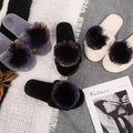 Flat bottom furry half slippers women's autumn and winter outwear 2024new arrivalfashion hair ball one word heattech furry slippers dropshipping