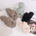 Autumn winter home candy color outdoor one-line furry slippers women open toe slippers home cotton slippers women's hair
