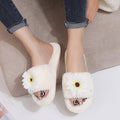 2024 fall/winter new arrivals: floral faux rabbit fur plush cotton slippers - soft sole, open-toe, fluffy slippers for women - dropshipping available