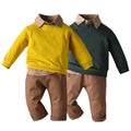 Exportfall and winternew arrivalchildren's clothingkidspulloversweatshirtshirtmatching britishpantsthree-piece setboy set