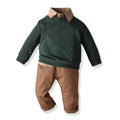 Exportfall and winternew arrivalchildren's clothingkidspulloversweatshirtshirtmatching britishpantsthree-piece setboy set