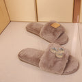 Furry slippers women's fashion outwear 2024new arrivalk-style women's shoes flatspopular same style open toe slippers women