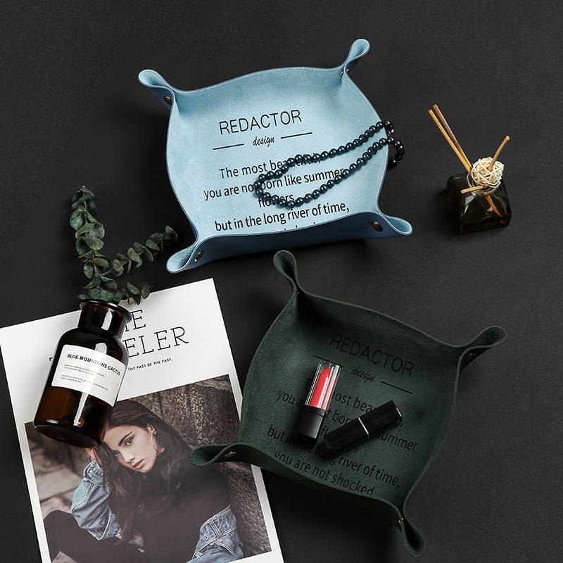 Leather storage tray, key in the entrance, lipstick jewelry storage tray, desktop jewelry tray, leather storage box.