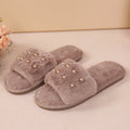 Fall and winternew arrivalcotton slippers for women heattechthick sole one-word fur slippers pearl family home floor cotton slippers wholesale