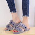 2024 new autumn rhinestone korean style fashionable outerwear chic harajuku fuzzy slippers social flat half slippers women's shoes