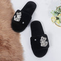 2024 cotton slippers for women inscouple style home one word warmstuffed velvet cotton shoes cute cat student k-style