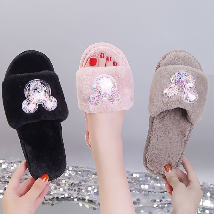 2024 cute star transparent cotton slippers warm one-strap indoor home slippers autumn and winter parent-child cotton slippers wholesale