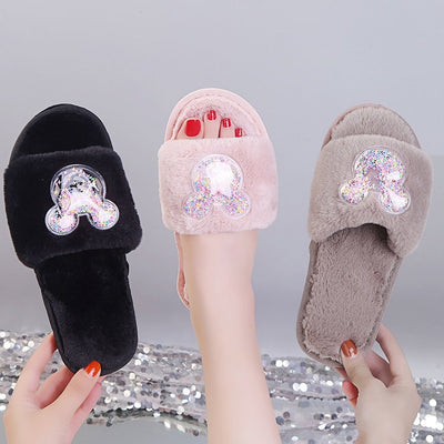 2024 cute star transparent cotton slippers warm one-strap indoor home slippers autumn and winter parent-child cotton slippers wholesale