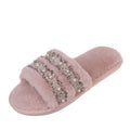 Women's slippers - new autumn 2024 collection: flat, casual, fuzzy cotton slippers with rhinestone and pearl accents - export quality women's footwear