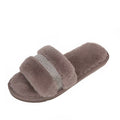 2024 fall/winter women's flat slippers - rhinestone embellished indoor/outdoor new style one-strap fuzzy slippers - dropshipping available