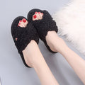 Autumn winter home candy color outdoor one-line furry slippers women open toe slippers home cotton slippers women's hair