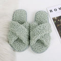 Autumn winter home candy color outdoor one-line furry slippers women open toe slippers home cotton slippers women's hair