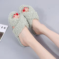 Autumn winter home candy color outdoor one-line furry slippers women open toe slippers home cotton slippers women's hair