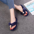Autumn winter home indoor flip-flops cotton slippers stuffed flip-flops pearl heattech outwear fur slippers