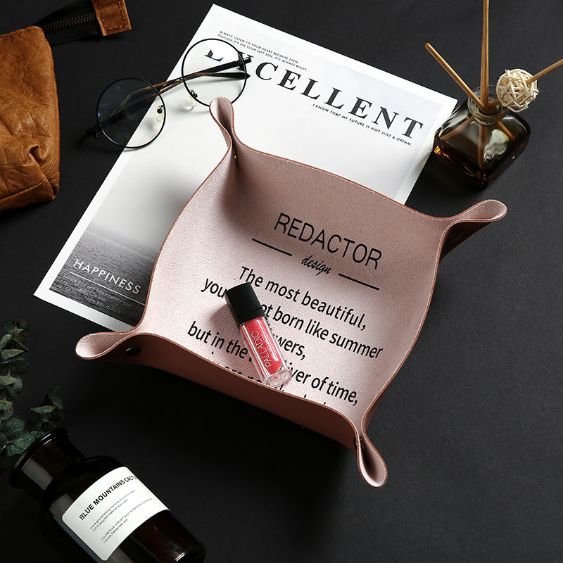 Leather storage tray, key in the entrance, lipstick jewelry storage tray, desktop jewelry tray, leather storage box.