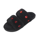 2024 new autumn rhinestone korean style fashionable outerwear chic harajuku fuzzy slippers social flat half slippers women's shoes