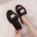 Furry slippers women's fall and winter outwear 2024 new one-line slippers furry shoes k-style crown slippers one-piece dropshipping