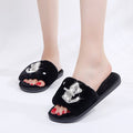 2024 cotton slippers for women inscouple style home one word warmstuffed velvet cotton shoes cute cat student k-style