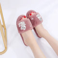 2024 cotton slippers for women inscouple style home one word warmstuffed velvet cotton shoes cute cat student k-style