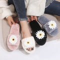 2024 fall/winter new arrivals: floral faux rabbit fur plush cotton slippers - soft sole, open-toe, fluffy slippers for women - dropshipping available