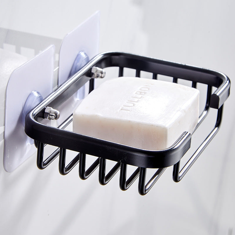Soap Box No Punching Space Aluminum Soap Box Soap Basket Soap Holder Drain Suction Cup Wall Hanging Storage Bathroom Soap Rack