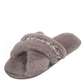 Fuzzy slippers women's winter outdoor wear 2024 autumn new fashion cross korean style student chic pearl flat sandals