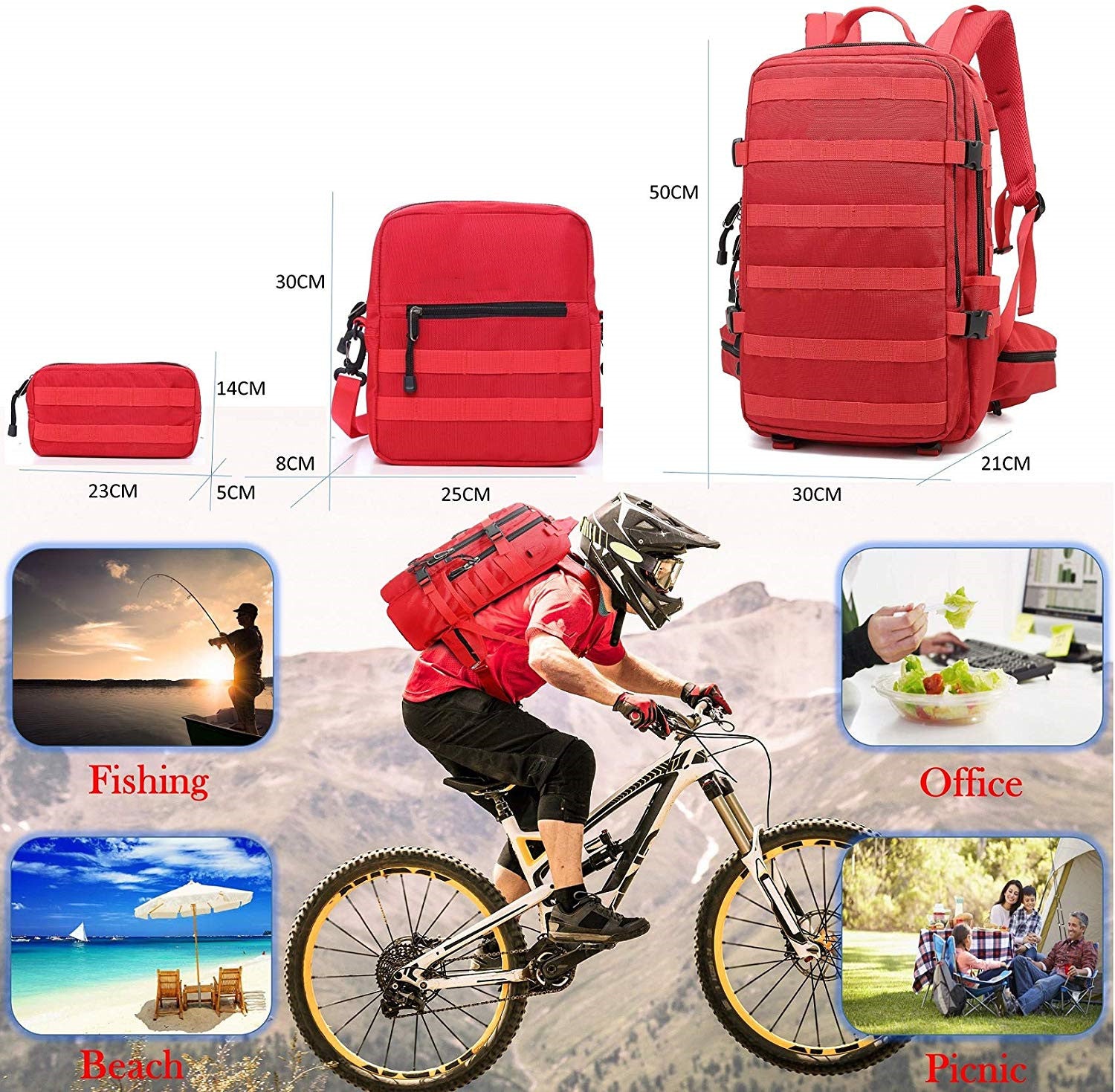 New Tactical 3P Backpack Molle Removable Large Capacity Backpack  Attack Mountaineering Hiking Bag