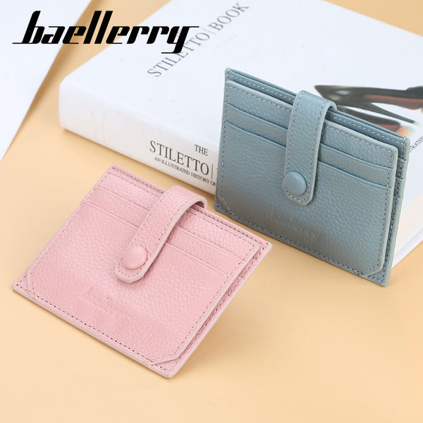 Baellerry men's and women's card bag Korean version of simple Morandi color buckle driver's license card clip multi-card holder