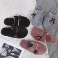 Winter indoor baotou fleece-lined confinement shoes parent-child bows home shoes rhinestone heattechflats cotton slippers