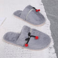 Winter indoor baotou fleece-lined confinement shoes parent-child bows home shoes rhinestone heattechflats cotton slippers