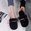 Winter indoor baotou fleece-lined confinement shoes parent-child bows home shoes rhinestone heattechflats cotton slippers