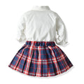 Korean children's clothing  new arrival: boys' and girls' school style white shirt with classic plaid children's suit