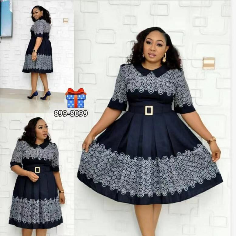 Kayaat cross-border supply export african plus size women's clothing   circle printing dress