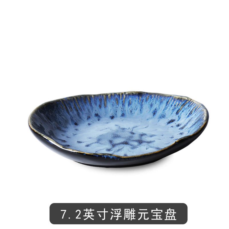 Creative kiln-turned ceramic tableware special-shaped plate high-end hotel dinner plate snack plate bowl chopsticks for home dish plate fruit plate