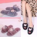 Autumn winternew arrival season home stuffed slippers women's heart-shaped open toe fur slippers heattech soft bottom cotton slippers