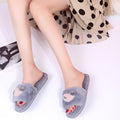 Autumn winternew arrival season home stuffed slippers women's heart-shaped open toe fur slippers heattech soft bottom cotton slippers