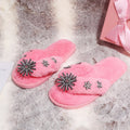 New spring/autumn women's plush flip-flops, fuzzy thong sandals, flat fashion maternity slippers - wholesale
