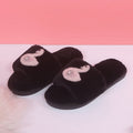 Autumn/winter korean style cute cartoon swan fuzzy slippers with pearl embellishments, plush one-strap slippers, warm home cotton slippers, dropshipping available