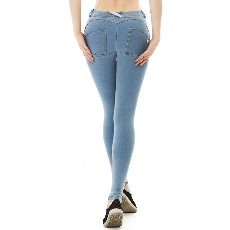 New women's active yoga pants - denim peach lift workout leggings - high-elasticity butt-lifting fitness peach pants