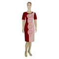 foreign trade clothing   african plus size women's clothing double color burnt flower cut out round neck dress