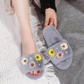2024 candy color floral cotton slippers - warm, single-strap indoor house slippers - autumn/winter family matching cotton slippers - wholesale