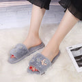 Fall and winternew arrivalstuffed open-toe slippers handmade pearl rhinestone white women's home flower flip-flops heattech