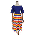 cross-border sourcing:  plus size african women's clothing - collared colorful striped maxi dress