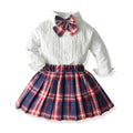 Korean children's clothing  new arrival: boys' and girls' school style white shirt with classic plaid children's suit