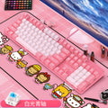 Genuine mechanical keyboard green axis girls popular girl heart pink blue round button game punk cross-border private model wholesale