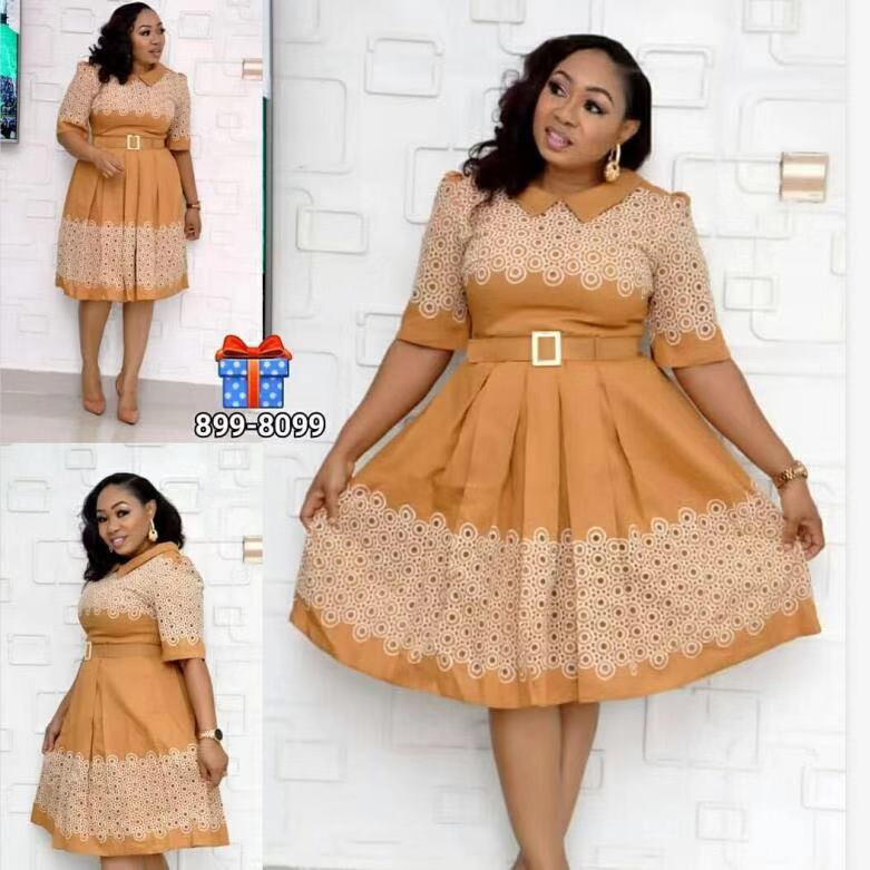 Kayaat cross-border supply export african plus size women's clothing   circle printing dress