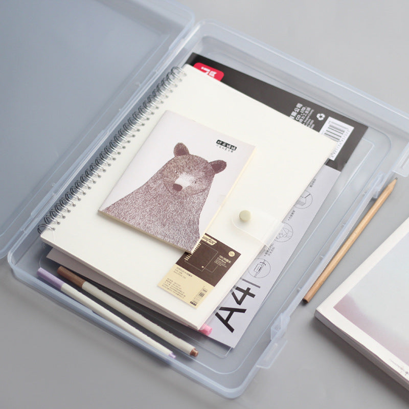 Deli Stationery 5702 Transparent Portable Document Box Plastic A4 Storage Box Data Box File Box Sorting Box