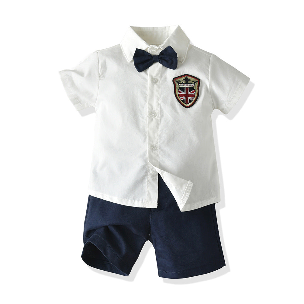 Korean children's clothing  new arrival: boys' and girls' school style white shirt with classic plaid children's suit